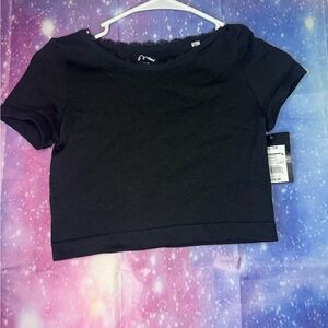 New art class black short sleeve lace T-shirt  🛍